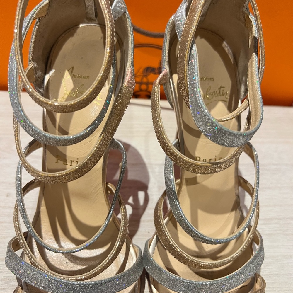 Christian Louboutin Gold and Silver Strappy Heels